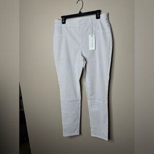 White/Beige Stripped Pants Slim Fit Modern Style